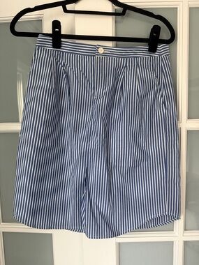 Banana Republic Blue and White Striped Button-Front Skirt
